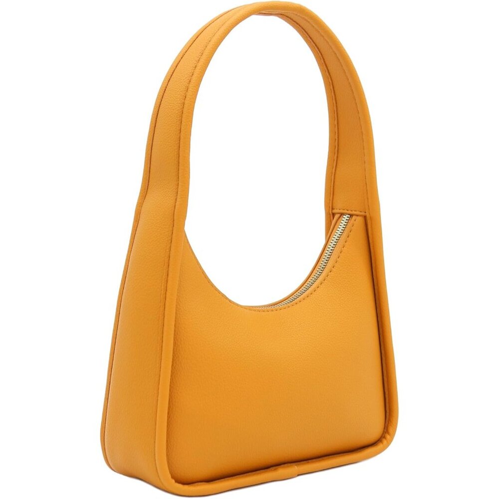 Fashionable Curved Mustard Handbag - Lightweight And Stylish Design